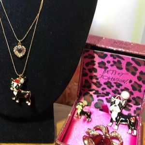 Betsy Johnson Frenchie in pendant w/assorted pins